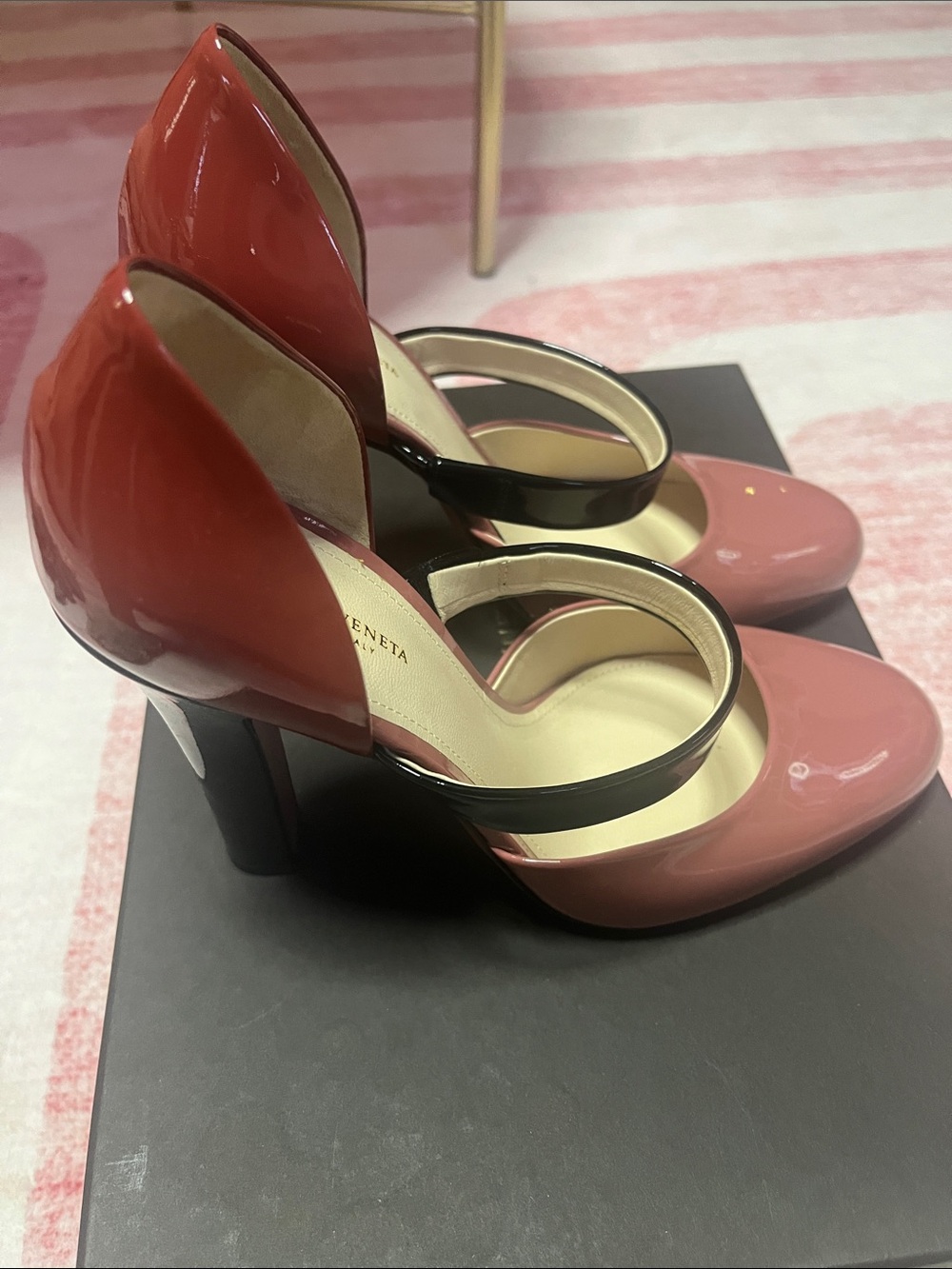 Bottega Veneta Rose Patent Leather Mary Jane Heels